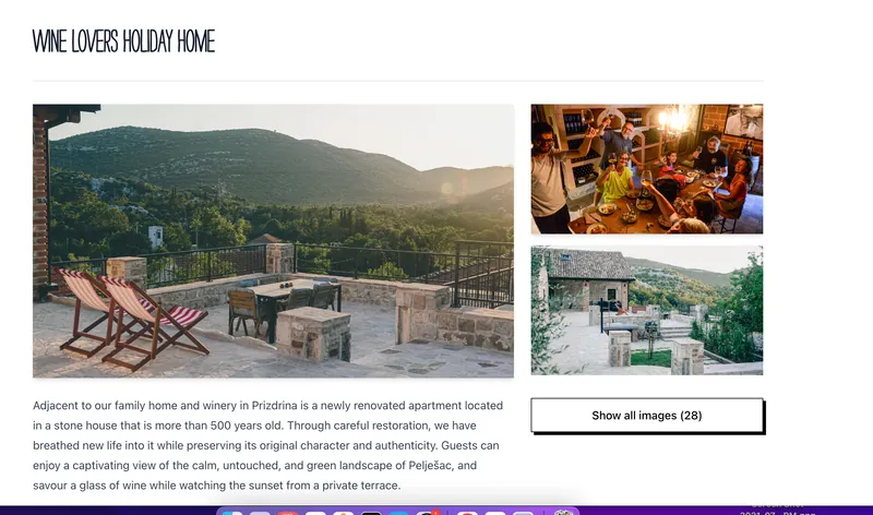 Križ Winery Website secondary project view